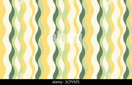 Abstract wavy stripes in calming yellow and green hues.  Perfect for backgrounds, textile design, or website banners.  Evokes a sense of nature and tr Stock Vector