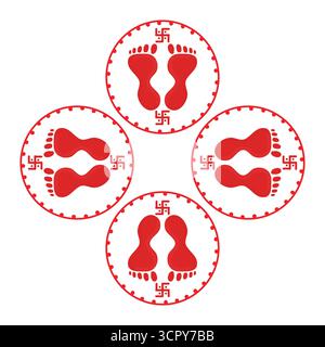 vector illustration of footprints of Goddess Lakshmi on Diwali Stock Vector