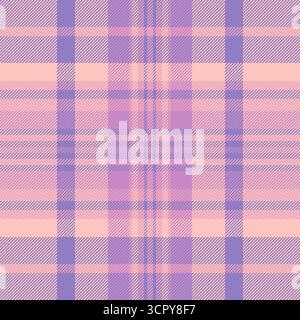 Soft pastel plaid pattern in lavender, pink, and peach. Classic textile design with intersecting lines. Great for backgrounds, fashion, or design proj Stock Vector