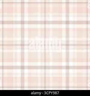 Length background vector textile, aesthetic texture plaid pattern. Styled fabric check tartan seamless in white and light colors palette. Stock Vector