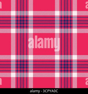 Classic plaid pattern in bold pink and navy. A seamless textile design for backgrounds, apparel, and graphic projects. Versatile, timeless, and visual Stock Vector