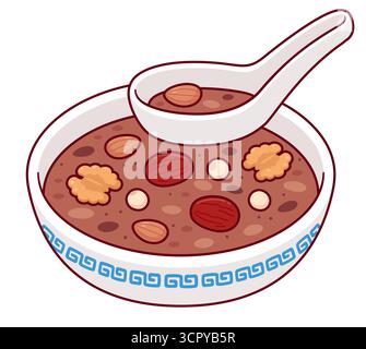 Laba congee, traditional Chinese porridge for Laba Festival. Cartoon vector clip art illustration. Stock Vector