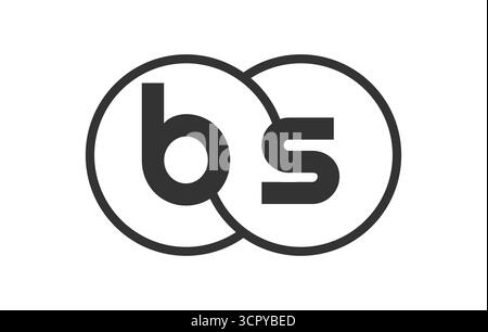 BS business company emblem with outline rounds and letters b s. Logo template of two merged circles for brand identity, logotype. Vector Infinity symb Stock Vector