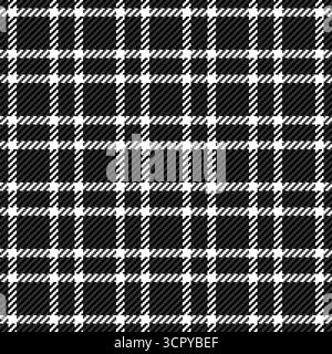 50s tartan vector textile, platform plaid background seamless. Symmetry check pattern texture fabric in grey and black colors palette. Stock Vector