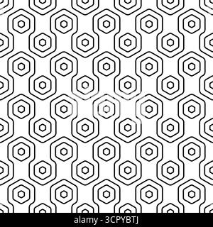 Geometric seamless pattern. Repeating hexagon lattice. Repeated black honeycomb isolated on white background. Modern abstract hexagonal design prints Stock Vector