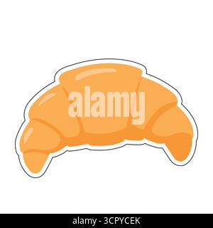 Warm golden croissant with glossy surface and crescent shape. Great for autumn brunch, bakery themes, or cozy food illustrations. Simple cartoon style Stock Vector
