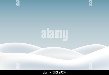 Winter snow background. Gradient snowdrifts on a blue empty background. Winter banner. Vector Stock Vector