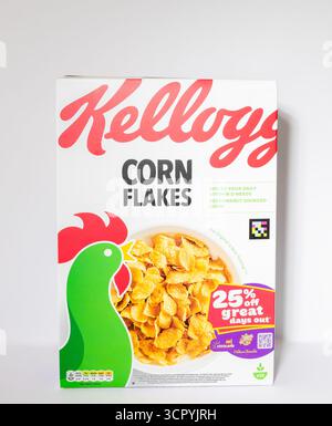 A packet of Kellogg's Corn Flakes breakfast Cereal Stock Photo