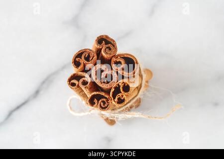 Cinnamon sticks on white background Stock Photo