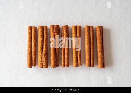 Cinnamon sticks on white background Stock Photo