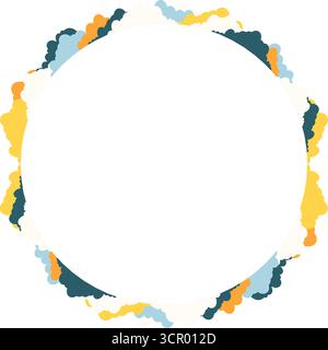 White clouds simple square frame. Fluffy clouds in the blue sky template. Baby shower design Stock Vector