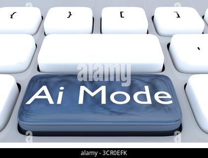 3D illustration of computer keyboard with the script Ai Mode Stock Photo