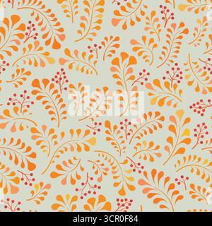 Floral seamless pattern. Branch with leaves ornamental fall texture. Flourish nature autumn garden textured background Stock Vector