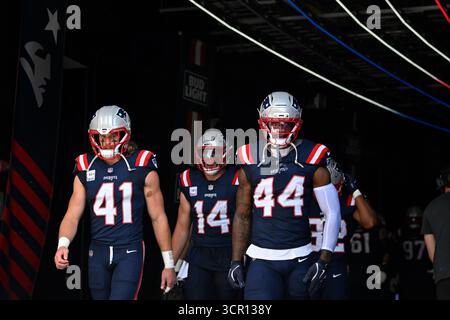 New England Patriots linebacker K'Lavon Chaisson (44) looks on prior to
