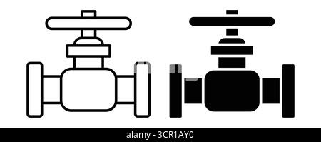 This image showcases a black and white illustration of an industrial valve icon, featuring a simple design suitable for various applications in engine Stock Vector