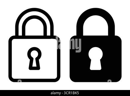 Set of black and white padlock icons representing security and protection concepts. Ideal for digital privacy, safety equipment, and graphic design pu Stock Vector