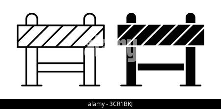 This image features two styles of construction barrier icons, showcasing simple yet effective designs for safety signage in urban environments. Stock Vector