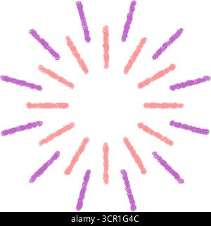 Crayon Firework Burst Round Pattern Stock Vector