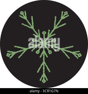 Chalk Snow Flake Circle Sticker Ornament Stock Vector