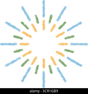 Chalk Firework Burst Festive Pattern Round Stock Vector