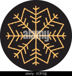 Chalk Snowflake Sticker Seal Circle Stock Vector