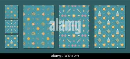 Flat Seamless Pattern With Sunscreen Bottle Stock Vector