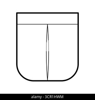 Inverted Pleated Rounded Pocket technical fashion illustration. Flat apparel template front view. Women, men unisex style item CAD mockup isolated on white background  Stock Vector