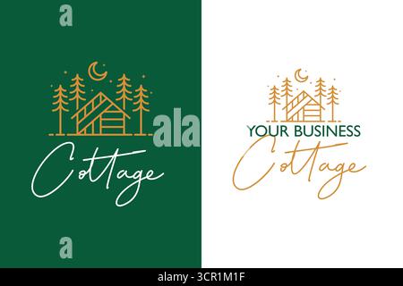 Nature Wood Cottage Logo Business Outdoor Camp Rent Stock Vector