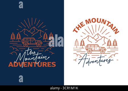 Holiday Mountain Trip Illustration Abstract Logo Monoline Style Stock Vector