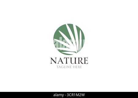 Nature Tropical Leaf Silhouette Logo Concept Modern Minimalist Stock Vector