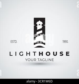Lighthouse logo vector flat design template Stock Vector