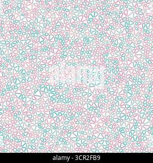 Minimal geometric background. Tiny triangles size. Multiple colors style. Rounded triangles outlined. Repeatable pattern. Aqua Harmony Blend. Stock Vector