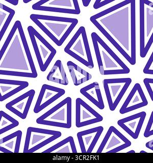 Abstract background with mosaic triangle shapes. Rounded solid shapes in frames. Big triangles size. One tone colored style. Repeatable pattern. Stock Vector
