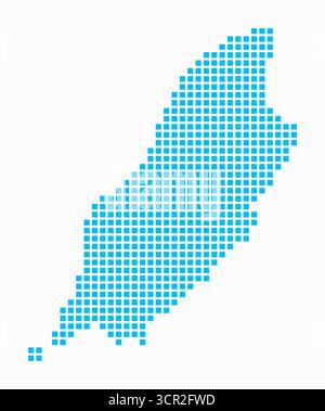 Isle of Man dotted map. Digital style map of the country on white background. Isle of Man shape with square dots. Colored dots style. Stock Vector