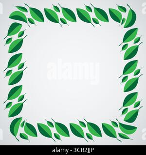 frame or border of a group of green leaves design template background Stock Vector