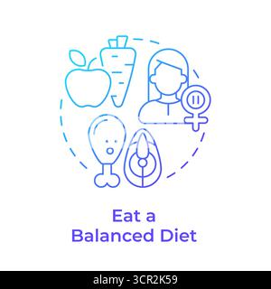 Eat balanced diet blue gradient concept icon Stock Vector