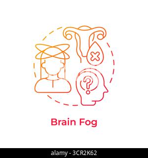 Brain fog red gradient concept icon Stock Vector