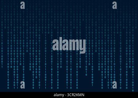 Matrix binary code 0 and 1 numbers. Tech hacker concept. Futuristic Falling digits on dark backdrop. Running random numbers. . Vector illustration Stock Vector