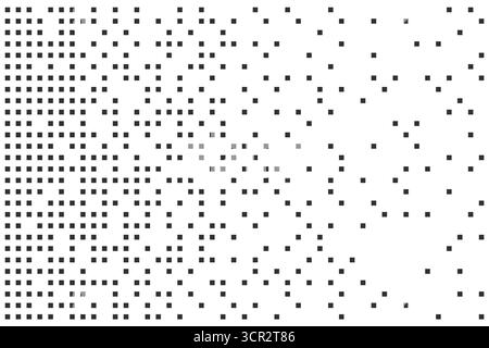 Disintegration dot grain noise, fade halftone effect, disperse dot work, Dispersed background mosaic pixel grid. . Vector illustration Stock Vector