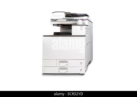 Isolated office multi function laser printer scanner on white background. Stock Photo