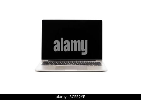 Isolated laptop with empty screen on white background. Stock Photo