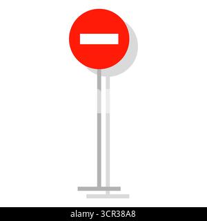 No entry traffic sign. Stop prohibition Vector warning. Red circle restriction symbol. Road rule emblem. EPS 10. Stock Vector