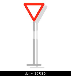 Give way traffic sign. Yield priority Vector symbol. Red triangle warning. Road intersection plate. EPS 10. Stock Vector