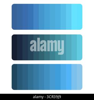 Blue color palette bar. Deep to bright gradient. Rectangular Vector shape. Cool shade transition. EPS 10. Stock Vector