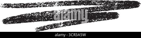 Crayon underline with rough black textured strokes and organic hand drawn appearance. Stock Vector