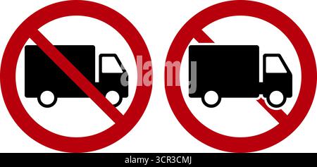 Truck prohibition signs on transparent background. No Truck Access symbols in red circle vector Stock Vector