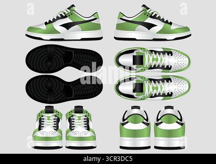 Design Tech Pack Low Dunk Retro Sneakers, Great for Your Sneaker Concept Stock Vector