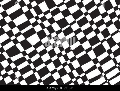 Abstract distorted checker board art pattern background. Vector illustration art backdrop Stock Vector