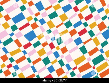 Abstract distorted checker board art pattern background. Vector illustration art backdrop Stock Vector