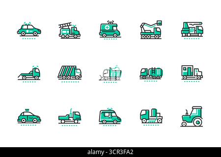 Special vehicles - set of line design style icons Stock Vector